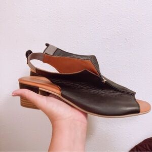 Mago Extraordinarily Soft thick leather block heel open toe shoes size 40